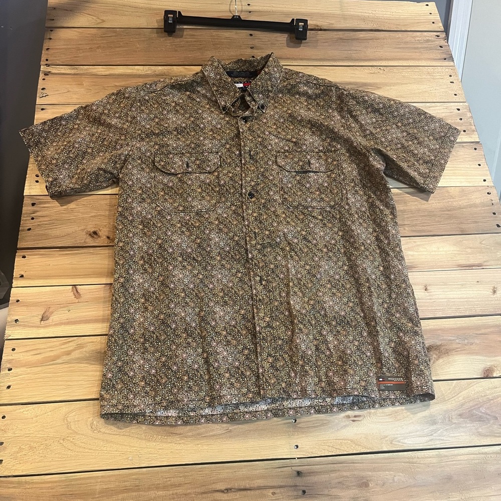 Mens Short Sleeve Button Down Tommy Jeans Shirt Size Large